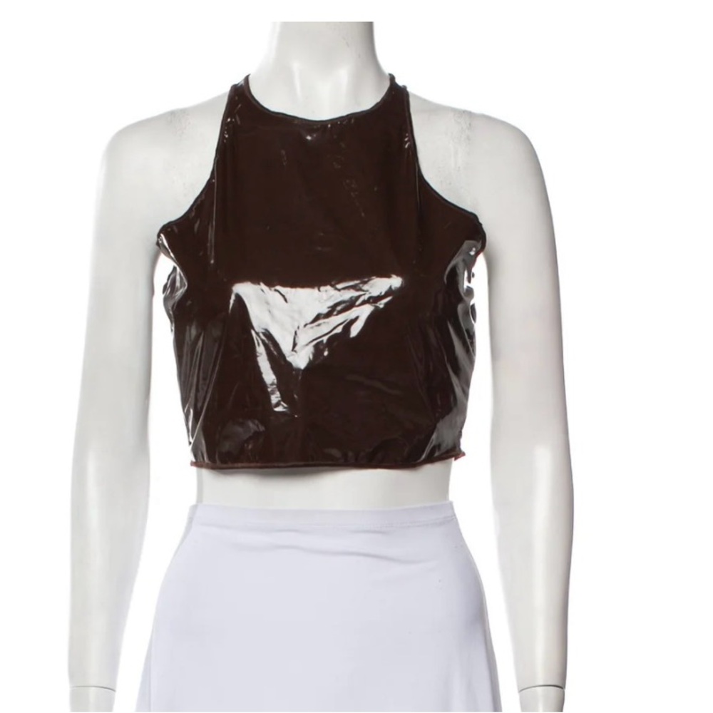 Oséree Crop Brown Sleeveless Crop Tank Top